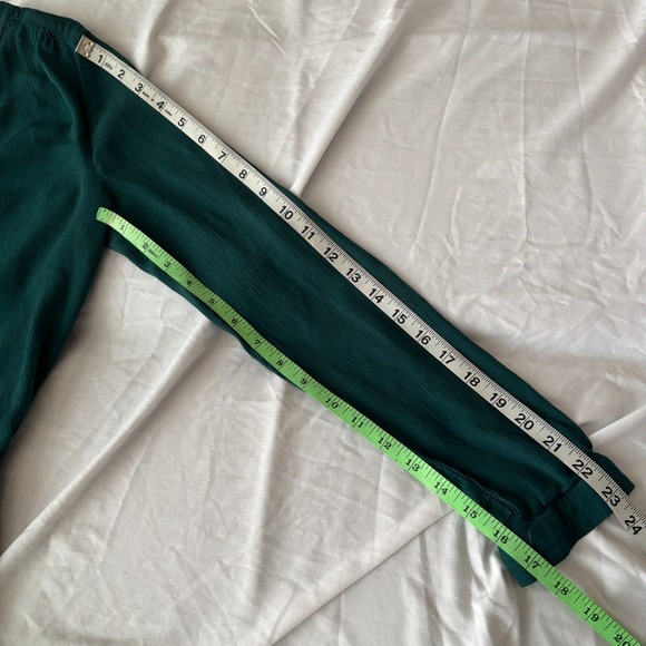 Mango Womens XS Shirt Dress Basics Green V‎ Neck Long Sleeve Drawstring Waist - Picture 8 of 9